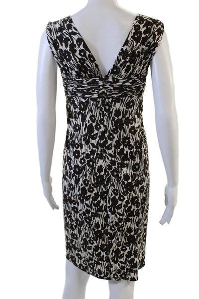 BCBGMAXAZRIA Women Sheath Sundress Black V-Neck Floral Sleeveless Size XS