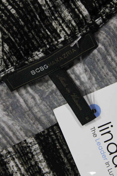 BCBGMAXAZRIA Womens Black Striped Shift Dress 3/4 Sleeve Round Neck Size S