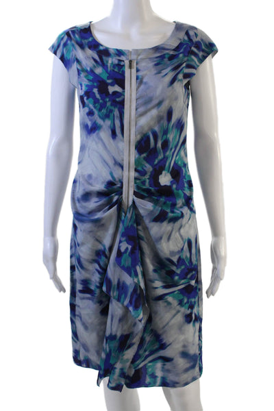 BCBGMAXAZRIA Women Sheath Dress Blue Short Sleeve Round Neck Size 4
