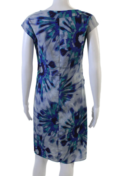 BCBGMAXAZRIA Women Sheath Dress Blue Short Sleeve Round Neck Size 4