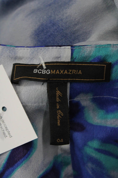 BCBGMAXAZRIA Women Sheath Dress Blue Short Sleeve Round Neck Size 4