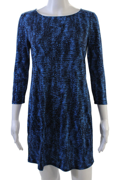 BCBGMAXAZRIA Women Shift Dress Black 3/4 Sleeve Short Round Neck Size XS