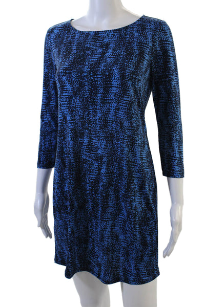 BCBGMAXAZRIA Women Shift Dress Black 3/4 Sleeve Short Round Neck Size XS