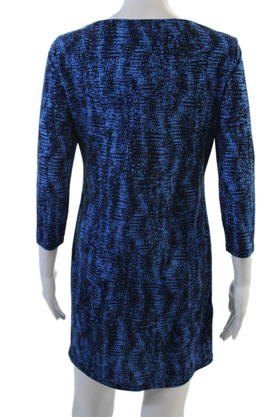 BCBGMAXAZRIA Women Shift Dress Black 3/4 Sleeve Short Round Neck Size XS