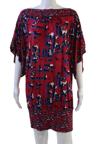 BCBGMAXAZRIA Women Red Geometric Kaftan Dress Short Size S