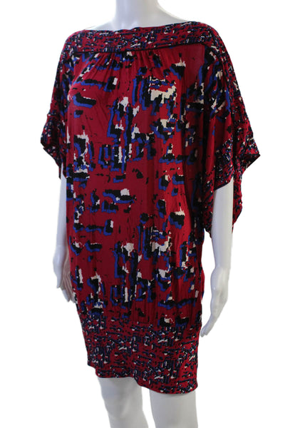 BCBGMAXAZRIA Women Red Geometric Kaftan Dress Short Size S