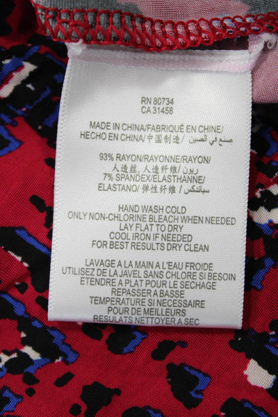 BCBGMAXAZRIA Women Red Geometric Kaftan Dress Short Size S