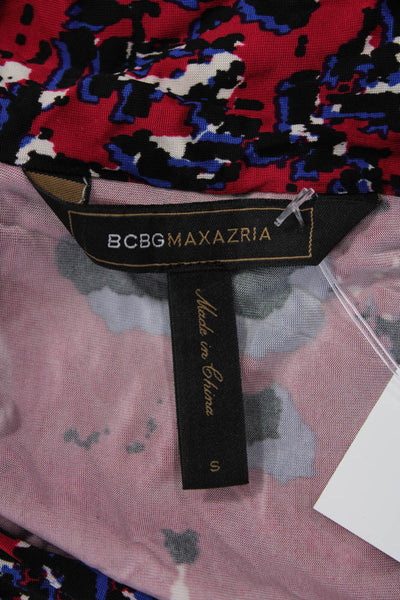 BCBGMAXAZRIA Women Red Geometric Kaftan Dress Short Size S