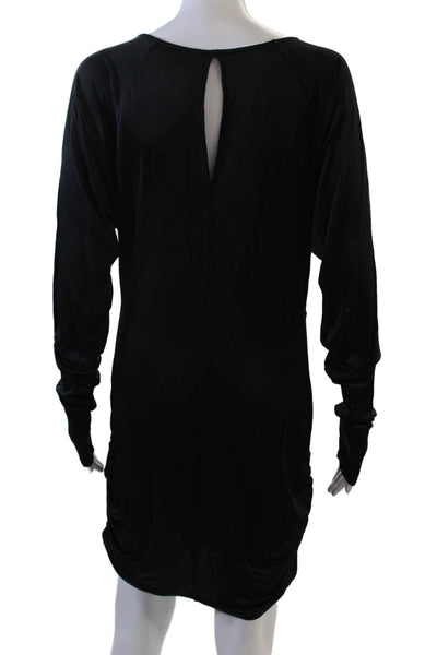 BCBGMAXAZRIA Women Sheath Black V-Neck Long Sleeve Short Dress Size L