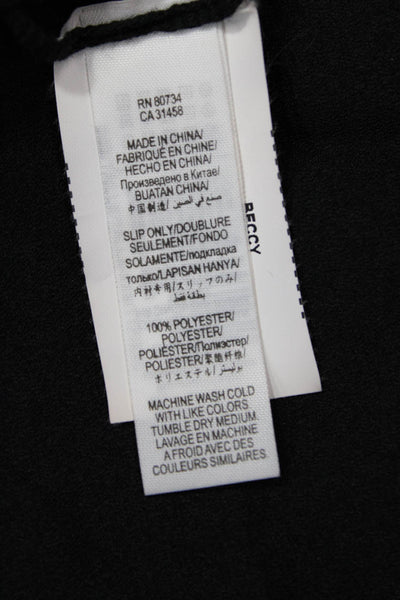 BCBGMAXAZRIA Womens Black Shift Dress Long Sleeve V-Neck Geometric Size 2XS