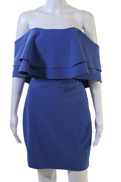Parker Womens Sheath Dress Blue Short Zip 100% Polyester Designer Size 2