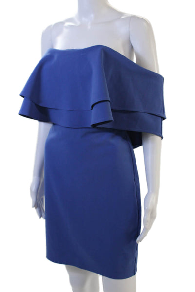 Parker Womens Sheath Dress Blue Short Zip 100% Polyester Designer Size 2