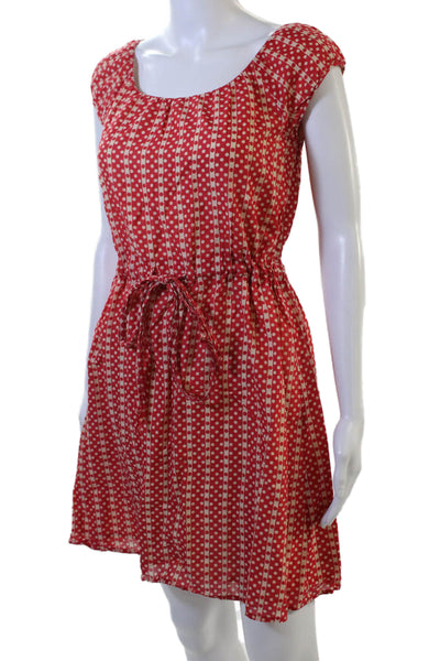 Theory Womens Red Polka Dot Shift Sundress Short Sleeve Size S