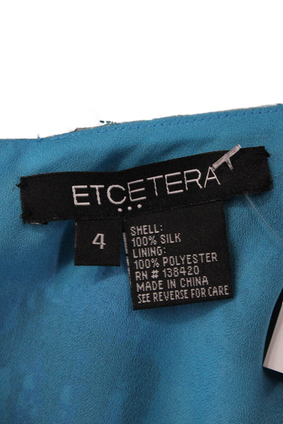 Etcetera Women Sheath Dress Black Silk Short Graphic Print Zip Size 4