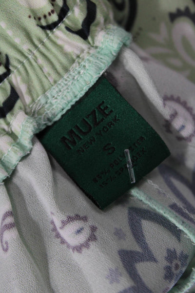 Muze Unisex Paisley Green Boxer Shorts 85% Polyester 15% Spandex Size S