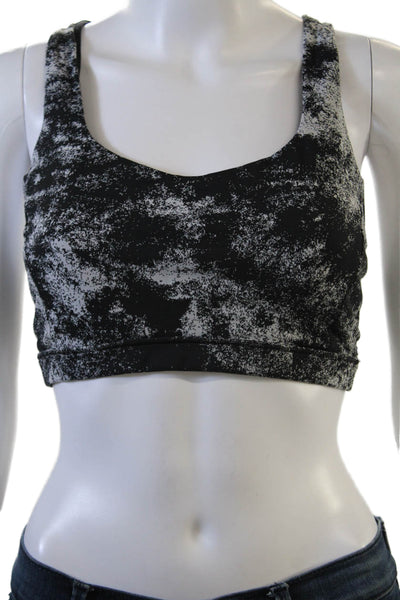 Lululemon Womens Abstract Print Strappy Activewear Bra Black Size 10