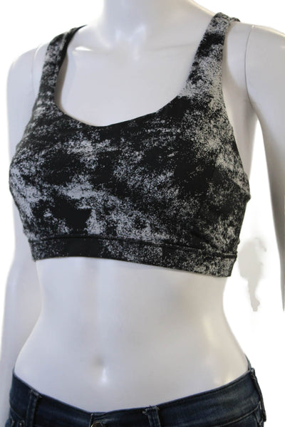 Lululemon Womens Abstract Print Strappy Activewear Bra Black Size 10