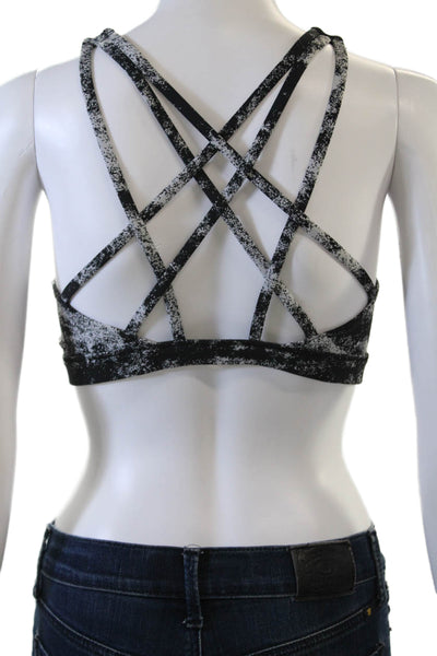 Lululemon Womens Abstract Print Strappy Activewear Bra Black Size 10