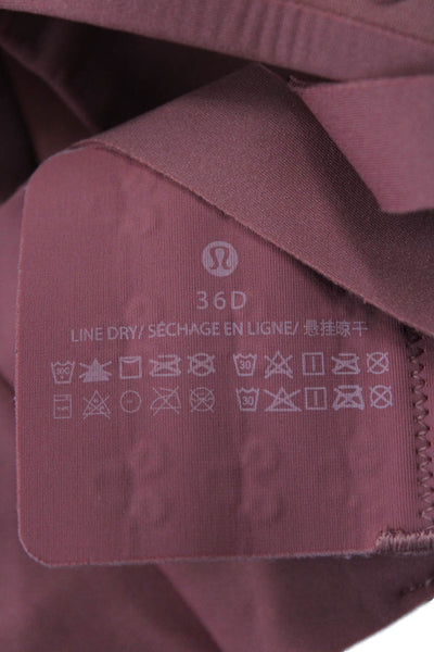 Lululemon Womens Solid V-Neck Adjustable Activewear Bra Pink Size 36D