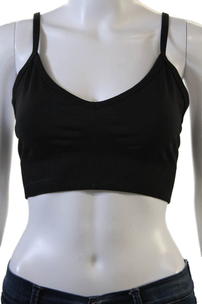 Lululemon Womens Solid Stretch V-Neck Activewear Bra Black Size 10