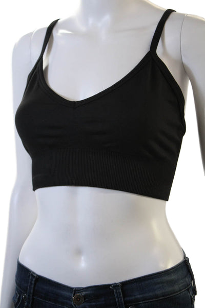 Lululemon Womens Solid Stretch V-Neck Activewear Bra Black Size 10