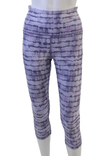 Athleta Women Purple Striped Capri Leggings Size S