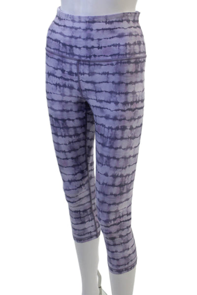 Athleta Women Purple Striped Capri Leggings Size S