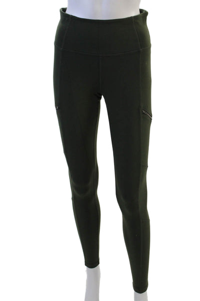 Athleta Women Army Cargo Ankle Leggings Green Supplex Lycra Size S