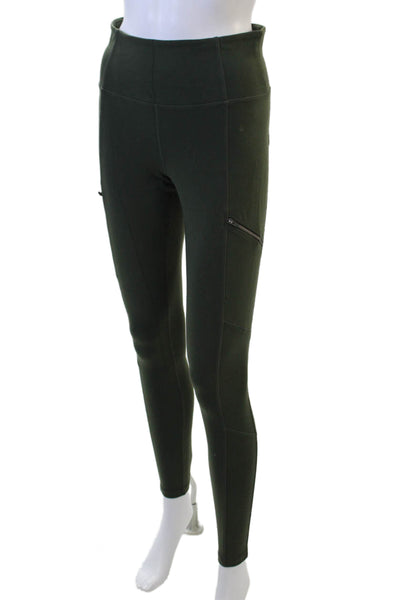 Athleta Women Army Cargo Ankle Leggings Green Supplex Lycra Size S
