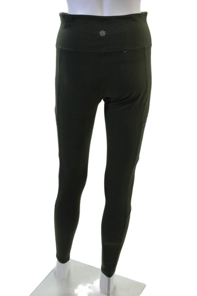 Athleta Women Army Cargo Ankle Leggings Green Supplex Lycra Size S