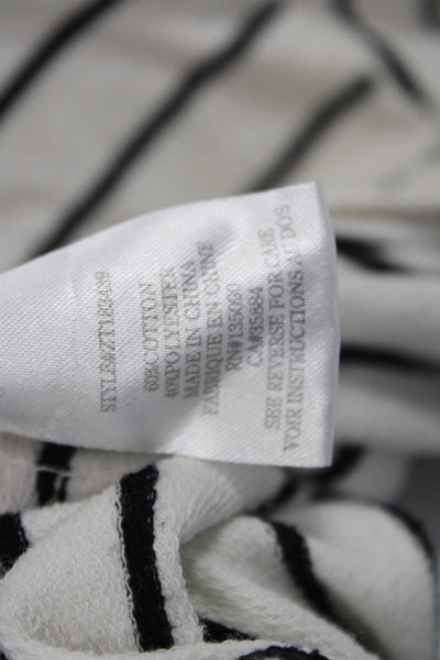 Z Supply Womens Pullover Hoodie White Striped Drawstring Size S