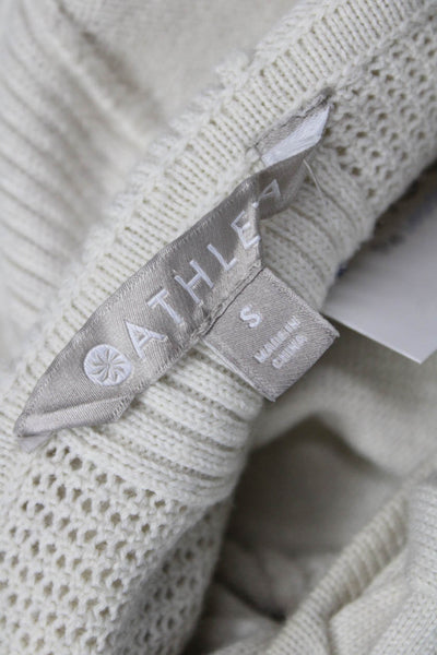 Athleta Women Pullover Hoodie Beige Drawstring Long Sleeve Solid Size S