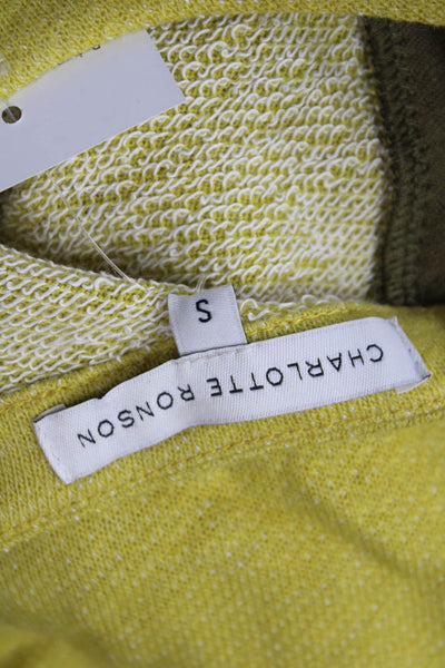 Charlotte Ronson Unisex Yellow Pullover Crew Neck Long Sleeve Army Size S