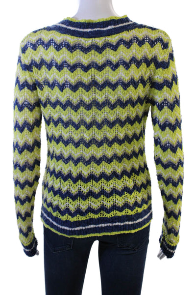 Charlotte Ronson Womens Dark Blue Geometric V-Neck Pullover Size S