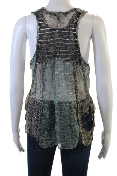 Isabel Marant Women Camisole Black Paisley Silk Lurex Sleeveless Size 1
