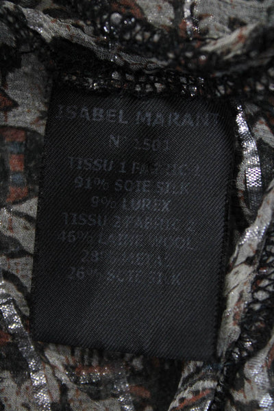 Isabel Marant Women Camisole Black Paisley Silk Lurex Sleeveless Size 1