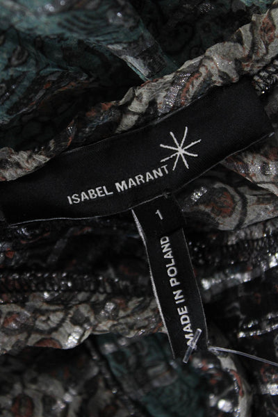 Isabel Marant Women Camisole Black Paisley Silk Lurex Sleeveless Size 1