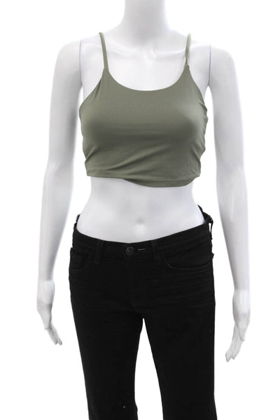 Adanola Women Cropped Camisole Green Round Neck Sleeveless Size S