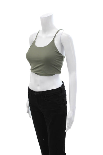 Adanola Women Cropped Camisole Green Round Neck Sleeveless Size S