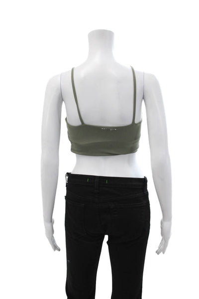 Adanola Women Cropped Camisole Green Round Neck Sleeveless Size S