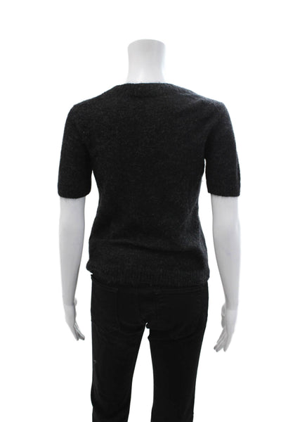 Everlane Unisex Alpaca Blend Pullover Sweater Black Short Sleeve Size XS