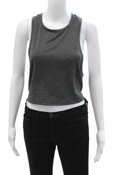ALALA Womens Cropped Tank Dark Gray Crew Neck Sleeveless Polyester Size S
