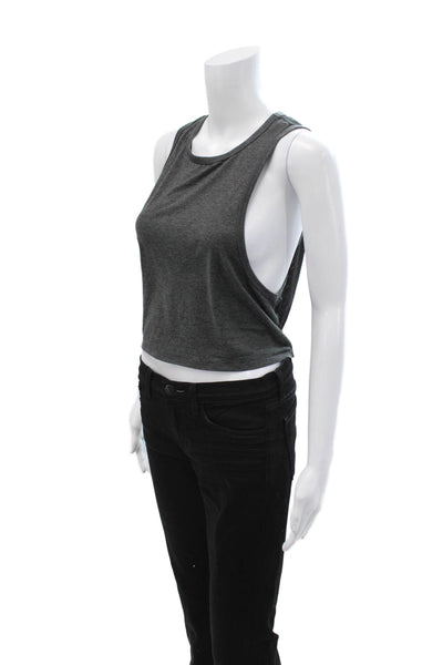 ALALA Womens Cropped Tank Dark Gray Crew Neck Sleeveless Polyester Size S
