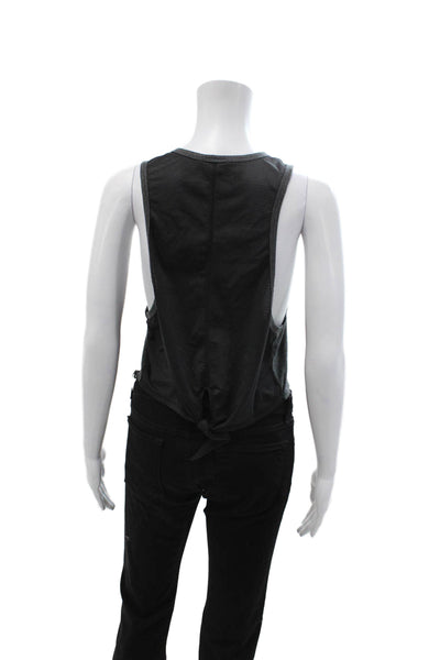 ALALA Womens Cropped Tank Dark Gray Crew Neck Sleeveless Polyester Size S