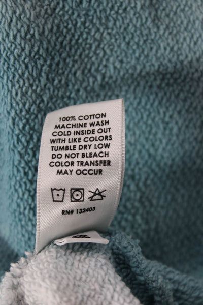 Cotton Citizen Women Henley Hoodie Light Blue Drawstring Long Sleeve Size S