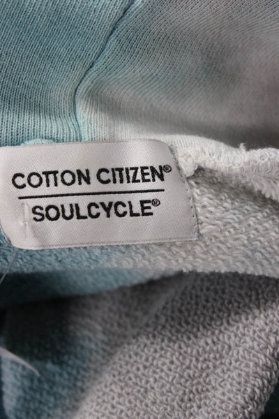 Cotton Citizen Women Henley Hoodie Light Blue Drawstring Long Sleeve Size S