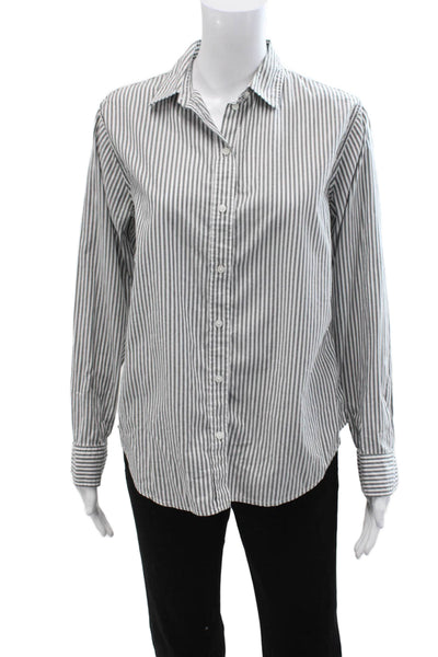 Everlane Women Striped Collared Button Up Top Cotton Long Sleeve Size 4
