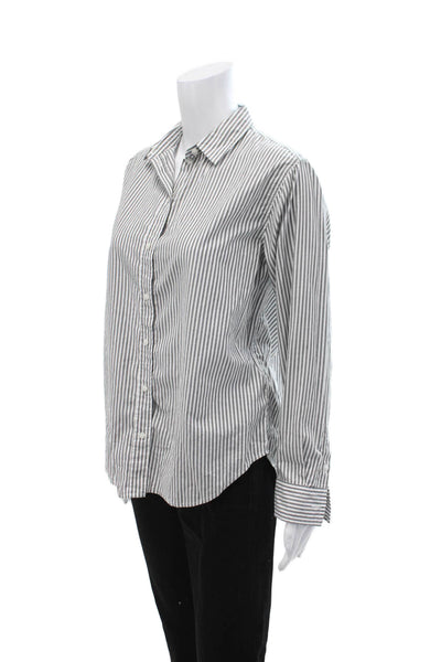 Everlane Women Striped Collared Button Up Top Cotton Long Sleeve Size 4