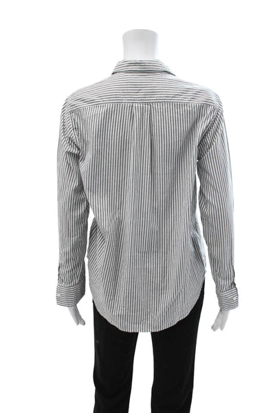 Everlane Women Striped Collared Button Up Top Cotton Long Sleeve Size 4