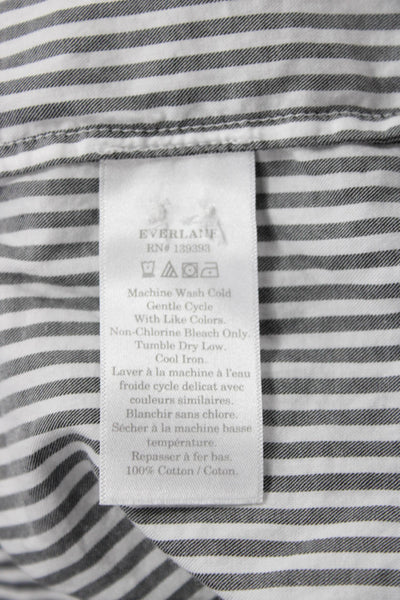 Everlane Women Striped Collared Button Up Top Cotton Long Sleeve Size 4